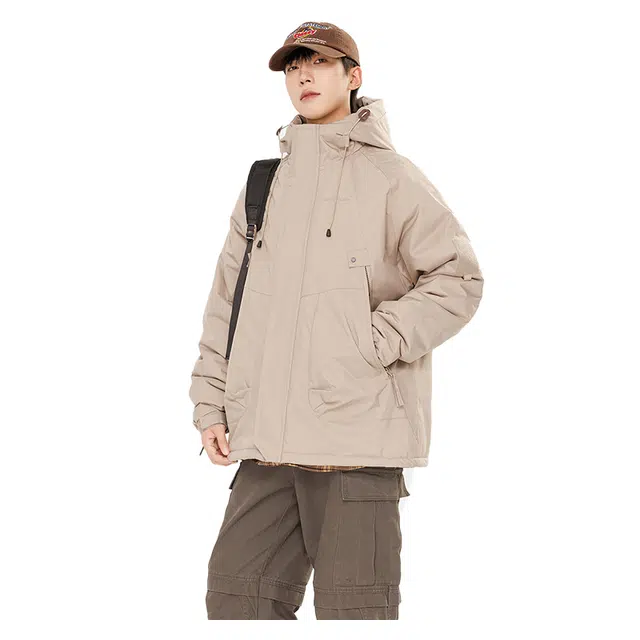 太子龍 美式港风潮流石墨烯加绒加厚保暖防风防水爬山外套宽松棉衣夹克 男女同款