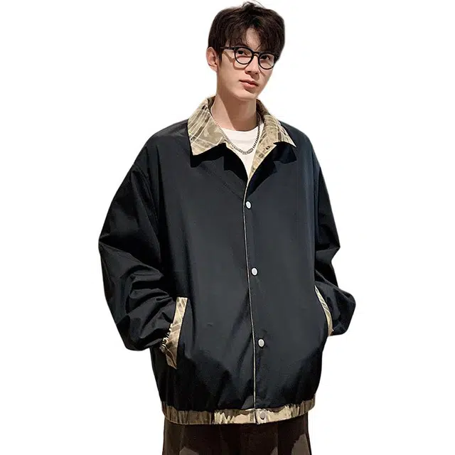 太子龍 双面穿翻领休闲宽松百搭商务夹克 男款