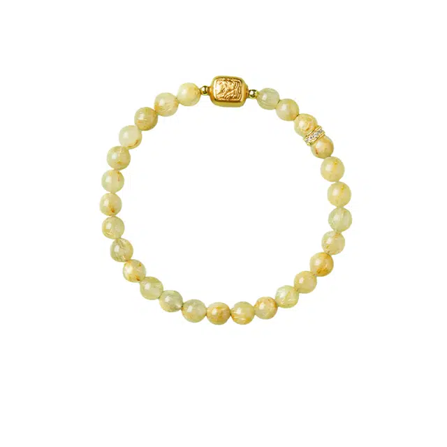 仙园韵 新中式复古国潮一夜暴富招财纳福日进斗金收藏级招财转运珠#好运 金发晶 手串 男女同款情侣款