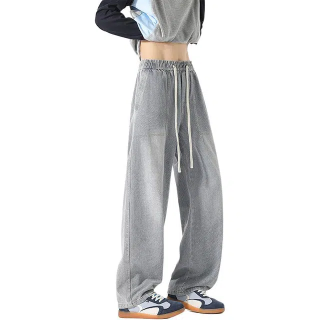 单爵 美式高街潮牌直筒百搭宽松牛仔裤 男女同款