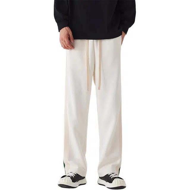 马员外 时尚百搭侧边条纹直筒休闲裤 男款