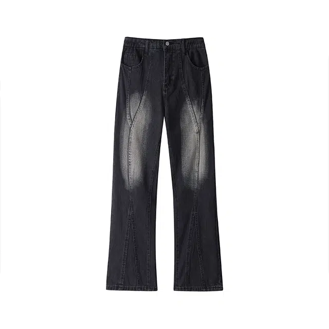 海尔斯 高街美式潮流微喇渐变立体拼接牛仔裤 男款