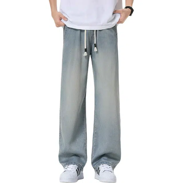 太子龍 美式高街阔腿裤宽松直筒休闲裤牛仔裤 男款