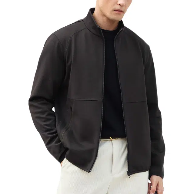 丹宁哲学 羊毛复合防风加厚秋季纯色常规标准商务风夹克外套 男款