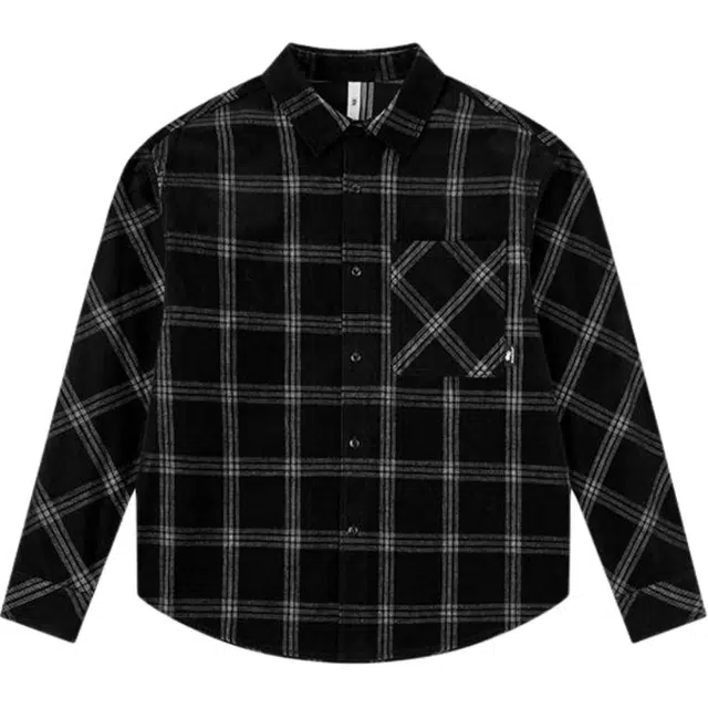 乔丹 质燥 格子纽扣宽松翻领长袖衬衫 男款