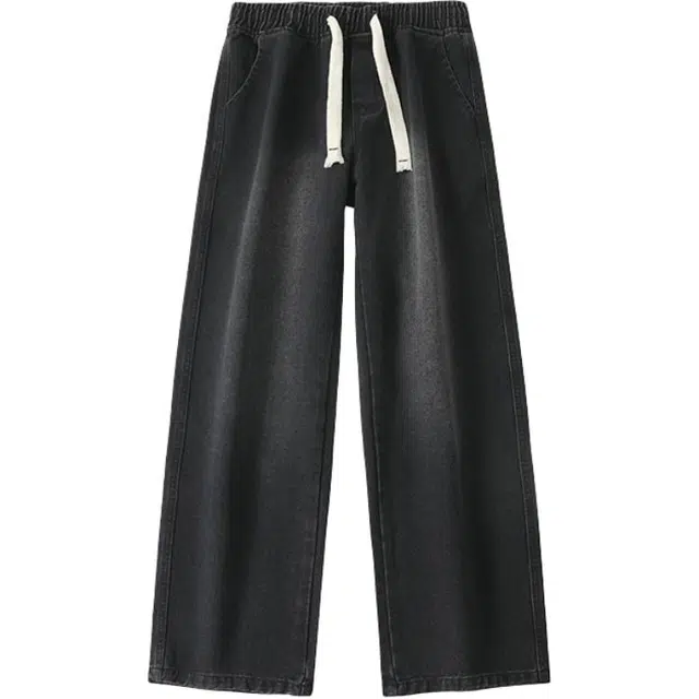 海尔斯 做旧百搭潮流休闲水洗抽绳宽松牛仔裤 男款