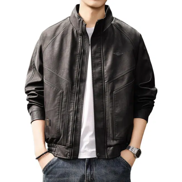 贵色 美式痞帅水洗立领复古夹克潮流多口袋工装外套皮衣 男女同款