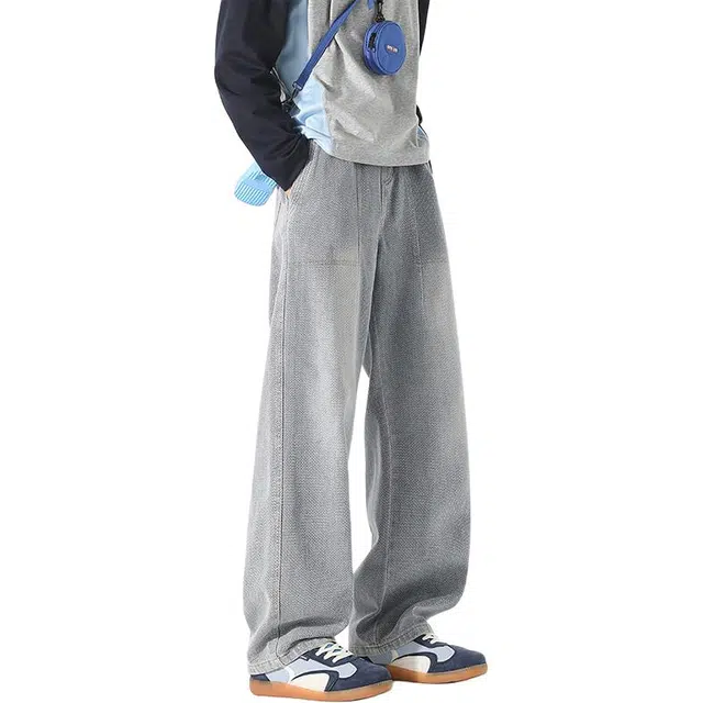 单爵 美式高街潮牌直筒百搭宽松牛仔裤 男女同款