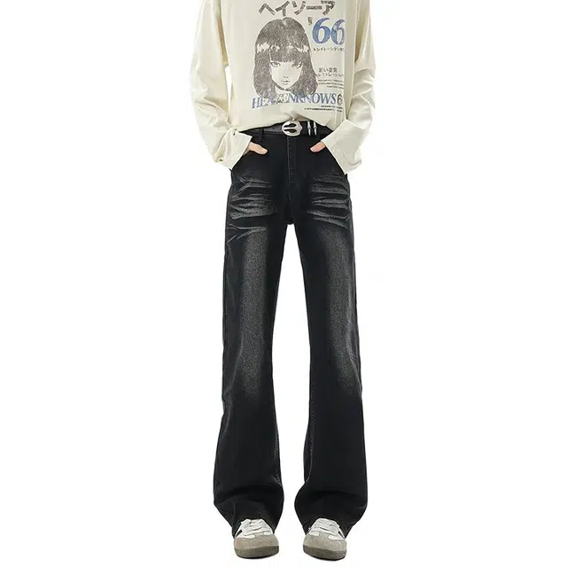 海尔斯 美式微喇时尚潮流牛仔裤 男款