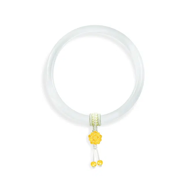 【999足金纯金 好运莲莲】 福韵金 六桂福 莲花新中式流苏转运手饰轻奢精致简约高级温婉优雅大气时来运转诸事顺利百搭 玉髓 手镯 女款