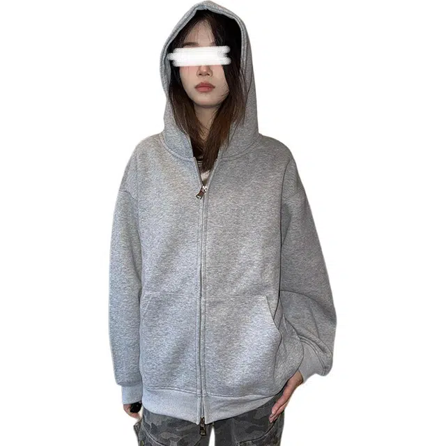 黑马漫画 开衫外套男款秋季美式重磅硬挺连帽衫卫衣 男女同款