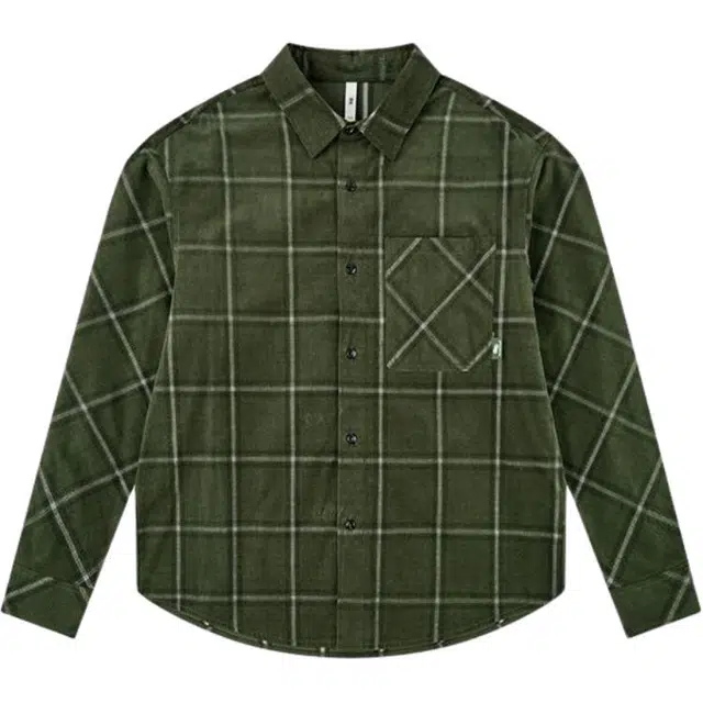 乔丹 质燥 格子纽扣翻领宽松长袖衬衫 男款