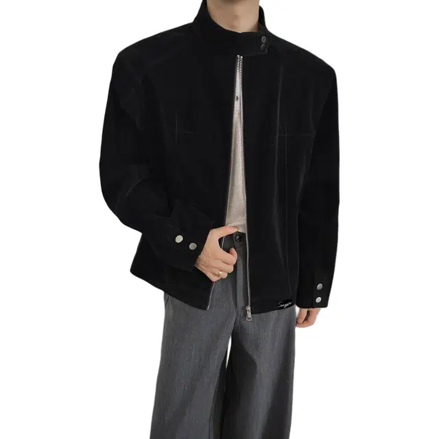 颂希尔 ”摩登年代“美式复古绒皮工艺立领哈灵顿外套美拉德穿搭麂皮绒夹克 男女同款