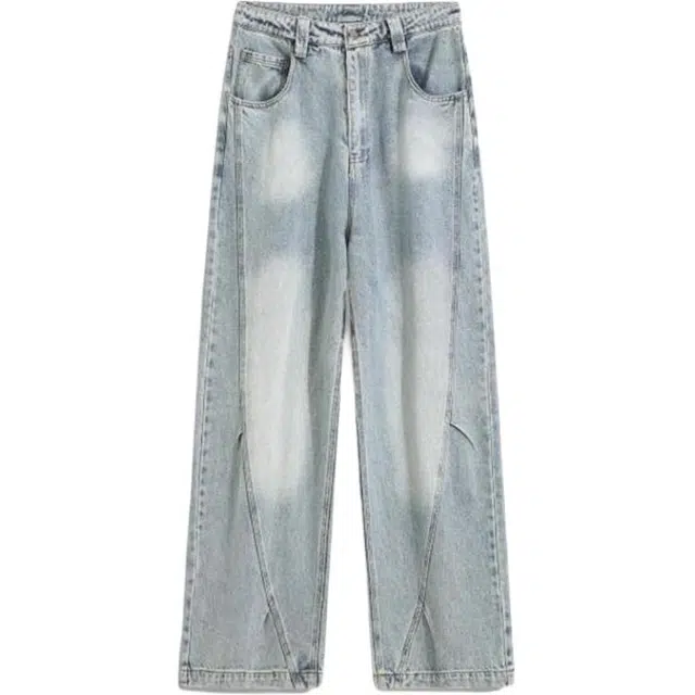 海尔斯 水洗做旧百搭潮流弯刀牛仔裤 男款