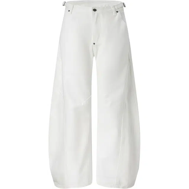 极限涡轮 美式复古高街小众抽褶水洗慵懒松弛感裤子无性别主义穿搭亲肤柔软时尚设计痞帅宽松休闲百搭高腰高级感弯刀裤情侣牛仔裤 男女同款