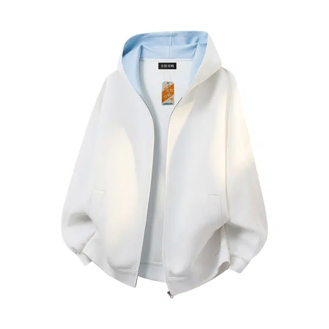 北欧攻略 美式连帽情侣小众潮流重磅开衫拼色卫衣 男女同款