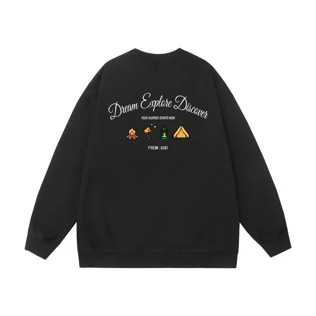 棉基因 早秋高街时尚童趣校园创意潮牌简约潮男青少年复古男装减龄感通勤高级感韩系穿搭女士基础款无帽打底衫慵懒风女圆领卫衣 男女同款