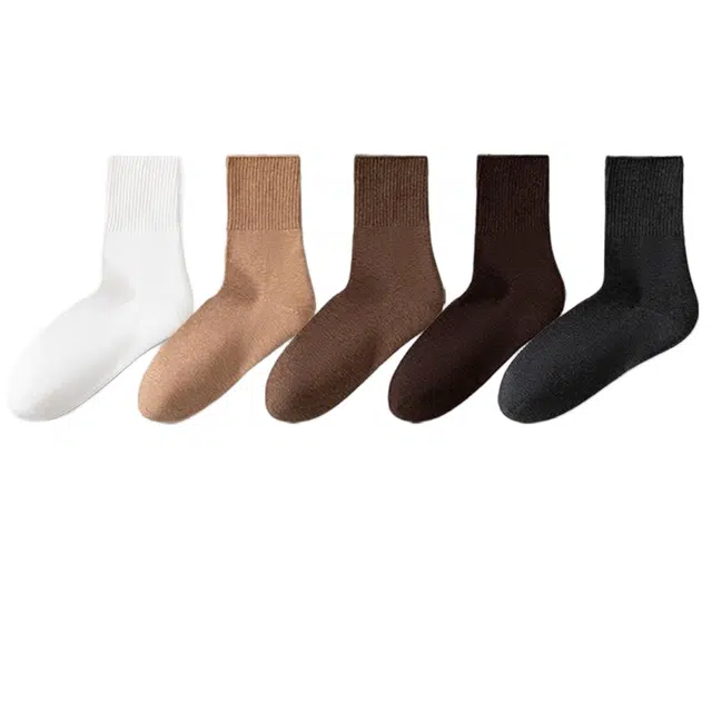 潞优野 高级感防裂袜子男松口老人护脚后跟干裂凝胶滋润纯棉防臭秋冬季男袜中筒袜 男款