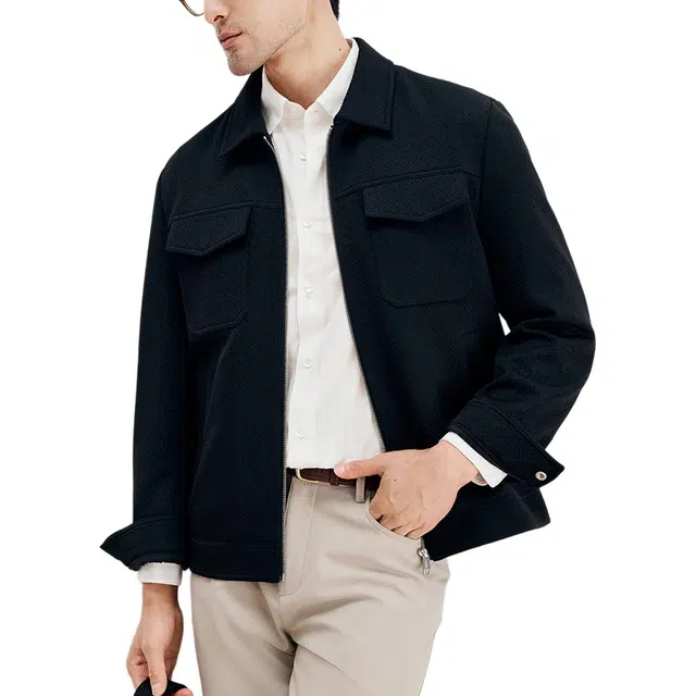 丹宁哲学 高档定织提花面料百搭牛仔款纯色常规标准现代风夹克 男款