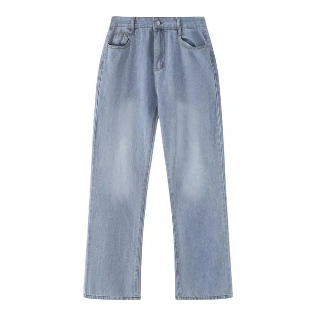 海尔斯 春秋季男士裤子休闲裤复古港风水洗宽松直筒牛仔裤 男款