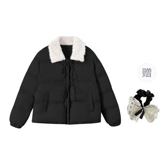 涂诗菲 韩版复古纯色简约宽松舒适高级感遮肉显瘦休闲百搭立领外套棉服 女款