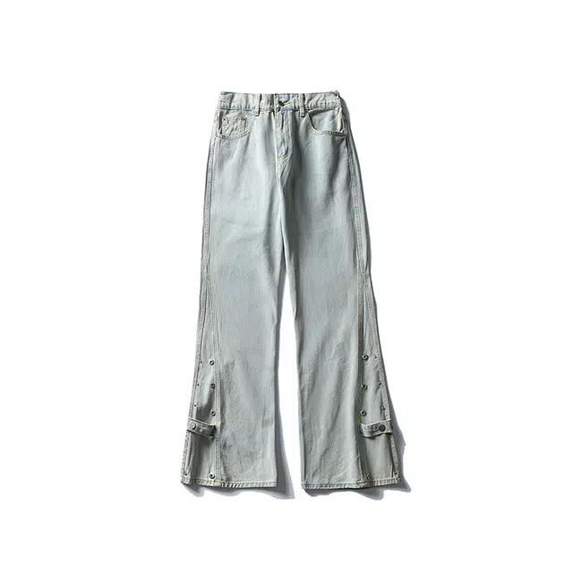 海尔斯 复古美式百搭微喇牛仔裤 男款