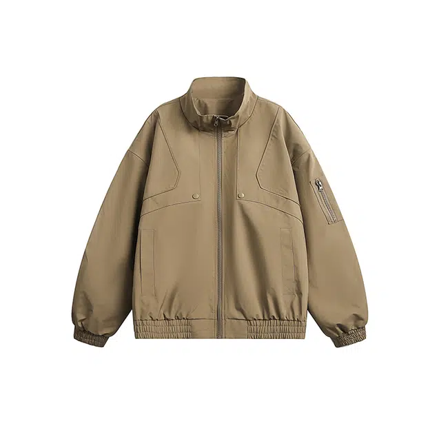 杜克恩 美式工装立领哈灵顿飞行外套秋季复古解构拼接潮牌高街宽松休闲机车服夹克 男女同款