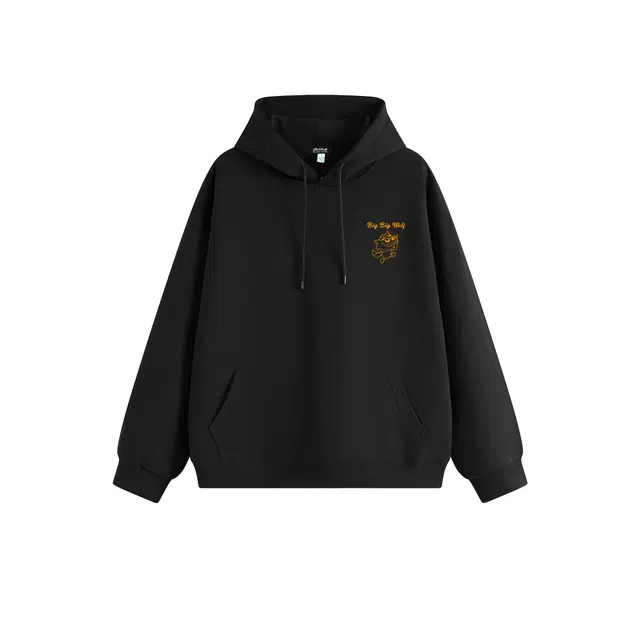 喜羊羊与灰太狼 美式复古学院风灰太狼创意卡通动漫印花休闲户外日常通勤百搭舒适宽松情侣连帽套头卫衣 男女同款