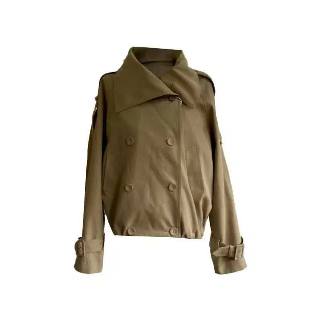 敲模女孩 英伦风学院感立领短款韩系收腰外套夹克 女款