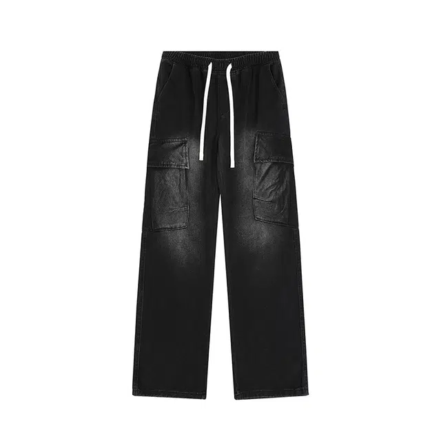 海尔斯 工装长裤子潮流美式直筒宽松牛仔裤 男款