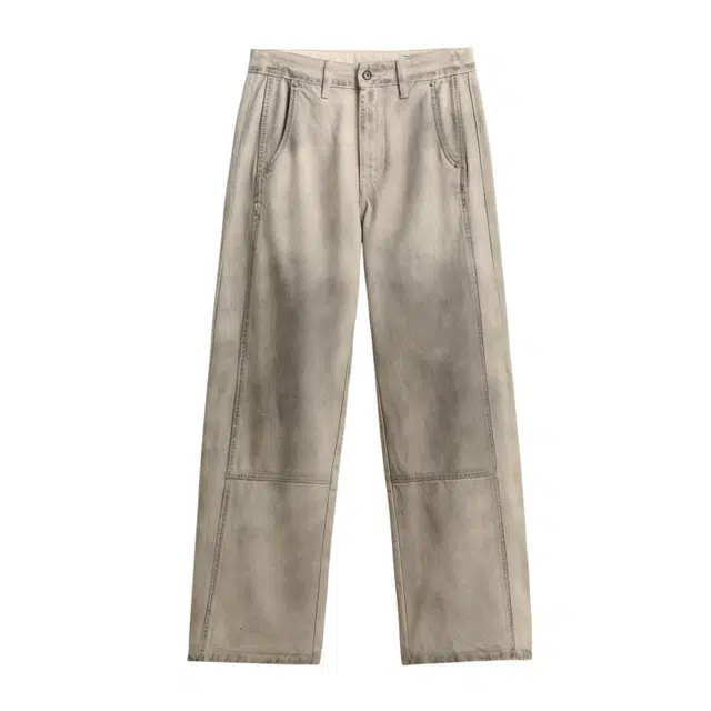 假日伯爵 美式高街设计感潮牌做脏复古水洗宽松直筒秋季基础款男士长裤休闲牛仔裤 男女同款