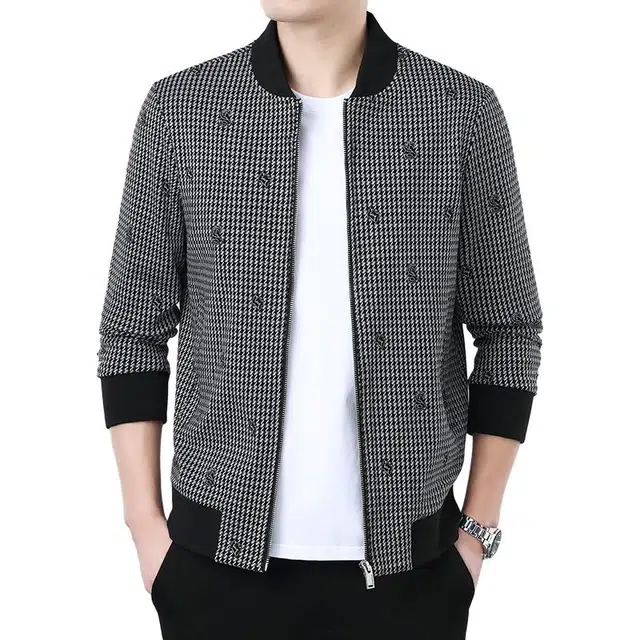 太子龍 厚款格子潮流百搭棒球领休闲夹克 男款