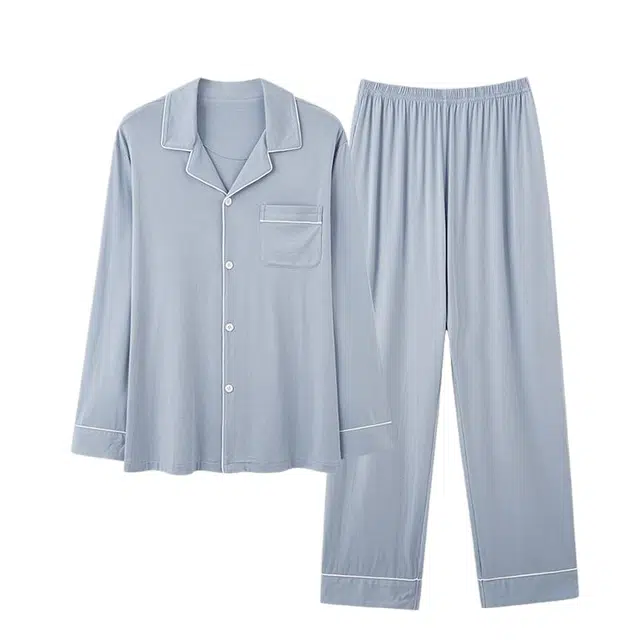 潞优野 轻奢高端男士莫代尔春秋季长袖开衫大码简约休闲家居服高级感睡衣套装 男款