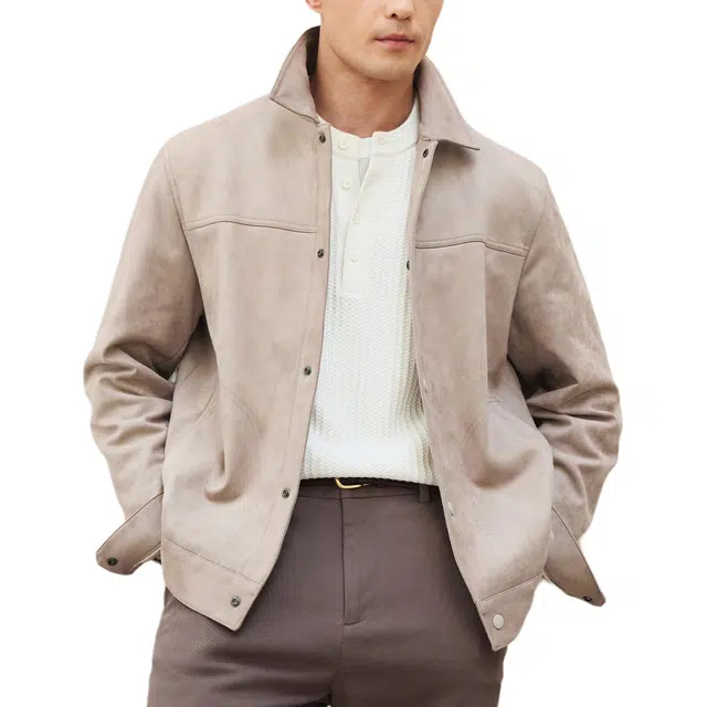 丹宁哲学 厚实弹力麂皮绒纯色常规标准英伦风夹克外套 男款