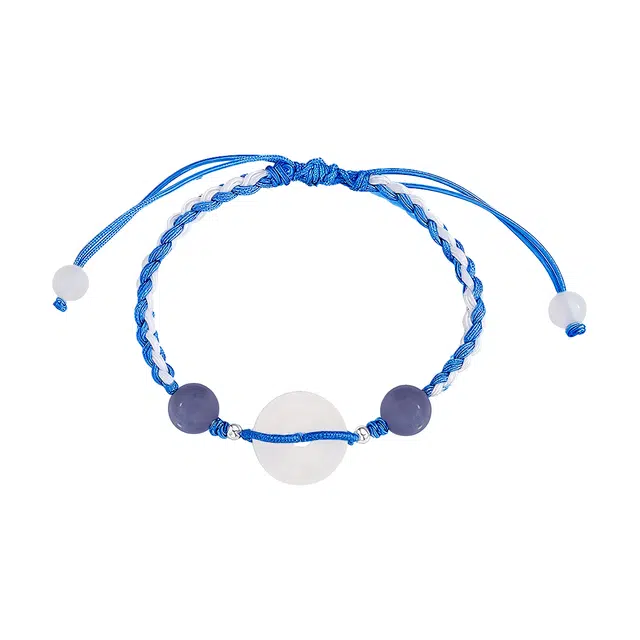 前方大荒野 玉白平安扣手绳清新文雅温柔迷人喜乐新中式潮流时尚小众设计轻奢独特国风百搭#好运 琉璃 手链 女款