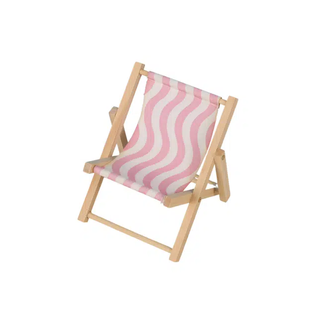 【粉色波浪 清新可爱】 缇克玺 地中海风格木制小号沙滩椅家居儿童房装饰好运手机座创意饰品道具 柴木 摆件 男女同款情侣款