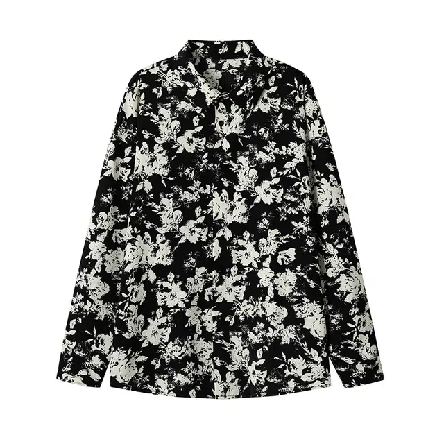 尘映 美式复古高街校园穿搭休闲宽松学生党轻薄凉感慵懒落肩翻领单排扣无性别氛围感百搭衬衫 男女同款