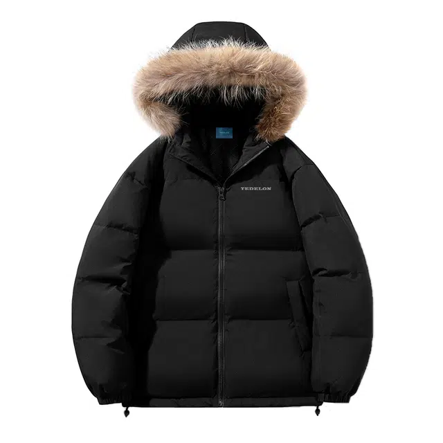 太子龍 港风时尚痞帅个性毛领连帽潮流加厚保暖外套棉服 男女同款