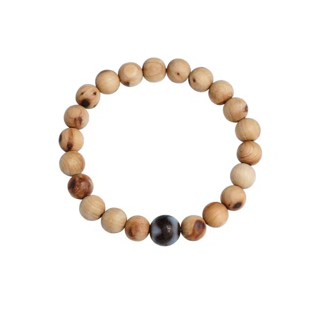 茂琼 八方来财新中式复古风文玩太行虎牙天珠国潮文玩佛珠单圈复古文艺风时尚百搭高级感盘玩念珠佛珠#好运 崖柏 手串 男款