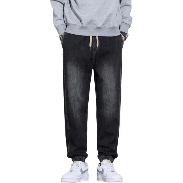 太子龍 美式秋季潮流潮牌痞帅设计感束脚裤牛仔裤 男款