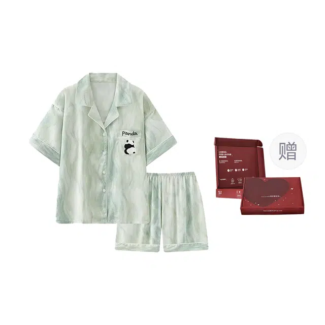静英鸾 短袖短裤舒适休闲风开衫翻领设计家居服睡衣礼盒 女款