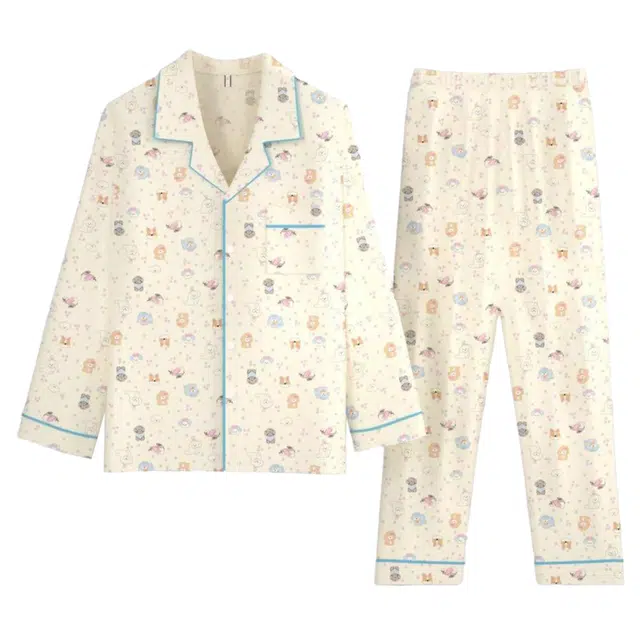 静英鸾 舒适简约设计长袖长裤家居服睡衣套装 女款