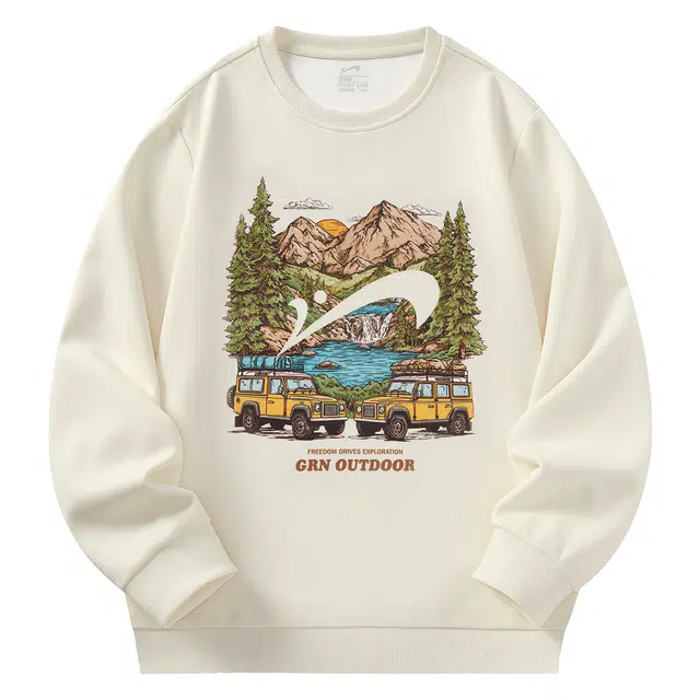 贵人鸟 生活系列 简约潮流百搭品牌风景印花棉质透气宽松针织圆领套头卫衣 男女同款