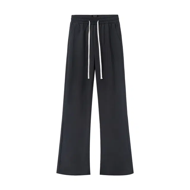 【微喇卫裤显高显瘦】布客行 美式高街简约复古纯色基础款弹力松紧腰抽绳长裤直筒阔腿弯刀垂感舒适免烫百搭针织运动裤休闲裤 男女同款