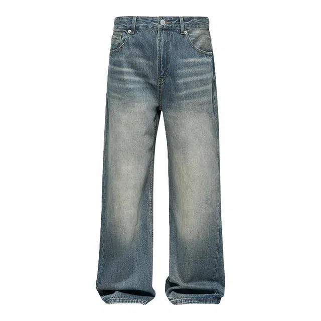 海尔斯 复古宽松直筒百搭时尚简约牛仔裤 男款