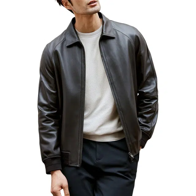 丹宁哲学 意式商务绅装 高端柔软 插肩袖皮衣 男款