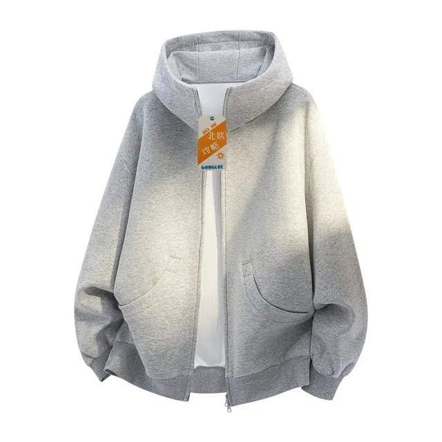 北欧攻略 美式小众高品质开衫纯色休闲重磅卫衣 男女同款