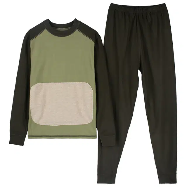俞兆林 双面磨毛护肚贴片彩色撞色圆领青少年蓄热保暖校服内搭神器棉毛家居服睡衣秋衣秋裤内衣套装
