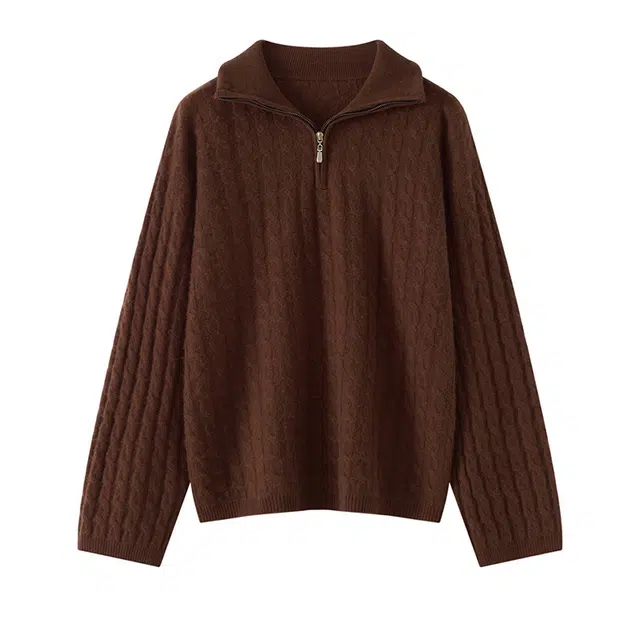 稻草人 柔顺舒适保暖简约时尚休闲拉链开衫外套羊绒衫 女款