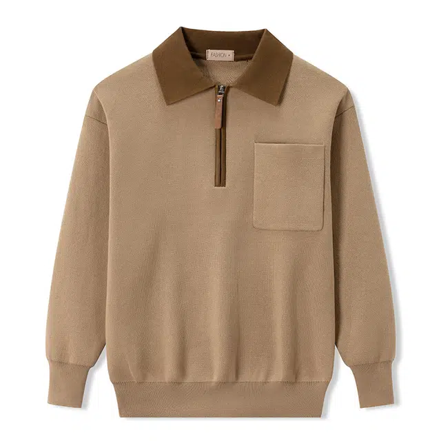 马员外 长袖翻领宽松百搭时尚简约针织衫 男款